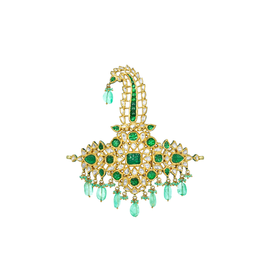 Majestic Emerald Kalangi with Intricate Regal Detailing